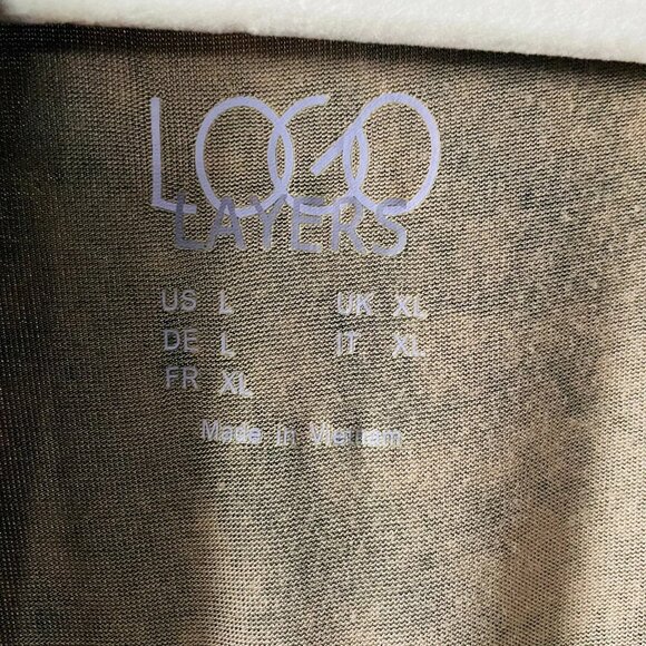 Logo Layers Womens Green Open Front Abstract Textured Knit Cardigan Size Large - Picture 3 of 8